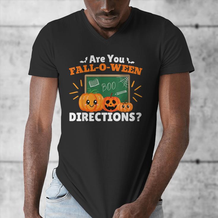 Are You Fall O Ween Directions Halloween Teacher Retro Men's V-Neck T-Shirt, funny design Are You Fall O Ween Directions Halloween Teacher Retro Men's V-Neck T-Shirt, funny design