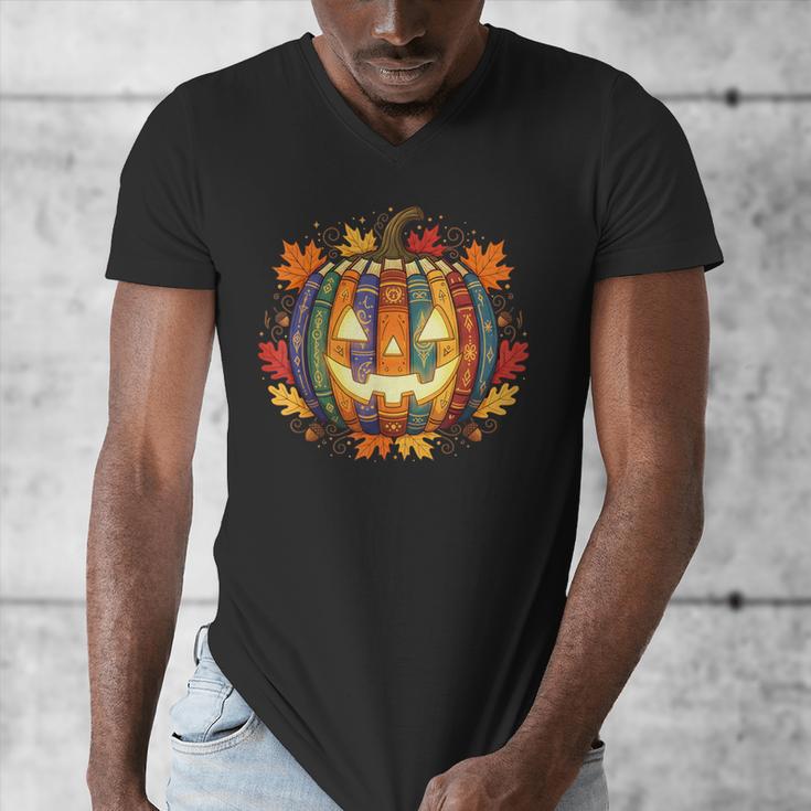 Fall Pumpkin Book Lover Spooky Librarian Teacher Halloween Men's V-Neck T-Shirt, funny design Fall Pumpkin Book Lover Spooky Librarian Teacher Halloween Men's V-Neck T-Shirt, funny design