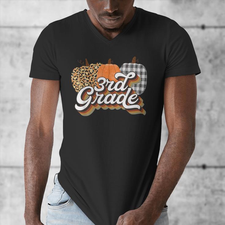 Fall Teacher Shirt 3rd Grade Teacher Retro Halloween Pumpkin Men's V-Neck T-Shirt, funny design Fall Teacher Shirt 3rd Grade Teacher Retro Halloween Pumpkin Men's V-Neck T-Shirt, funny design