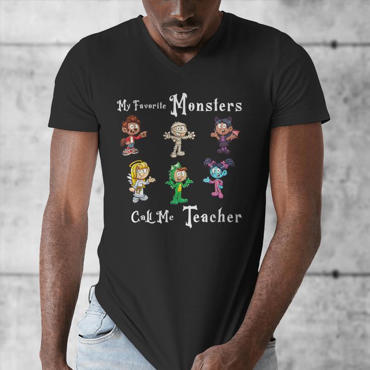 My Favorite Monsters Call Me Teacher Thank Mummy Vampire Bat Men's V-Neck T-Shirt, funny design My Favorite Monsters Call Me Teacher Thank Mummy Vampire Bat Men's V-Neck T-Shirt, funny design