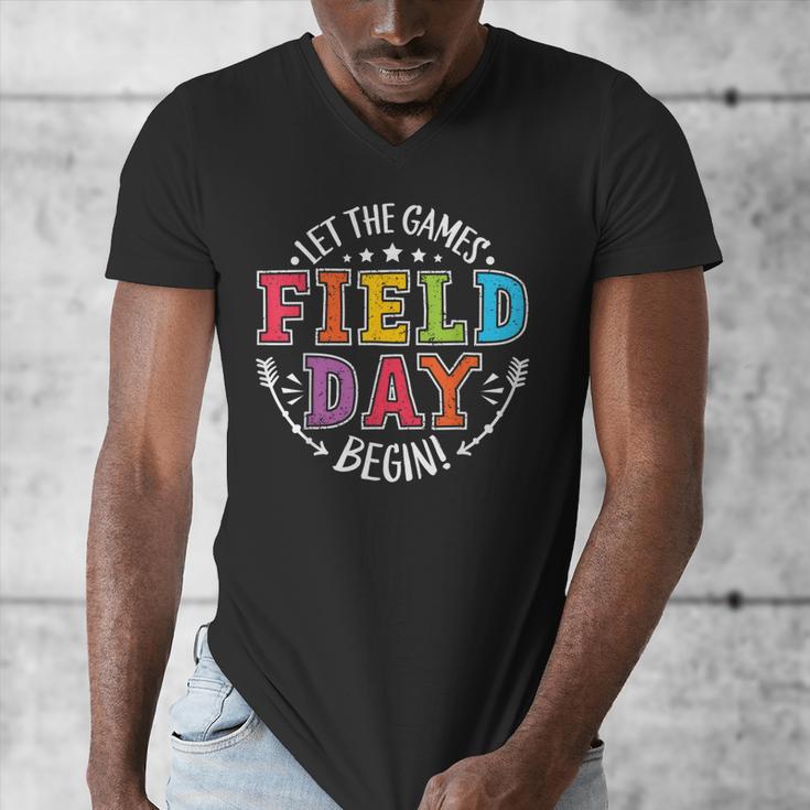 Field Day 2024 Let The Games Begin Teacher Kids Girls Boys Men's V-Neck T-Shirt, funny design Field Day 2024 Let The Games Begin Teacher Kids Girls Boys Men's V-Neck T-Shirt, funny design