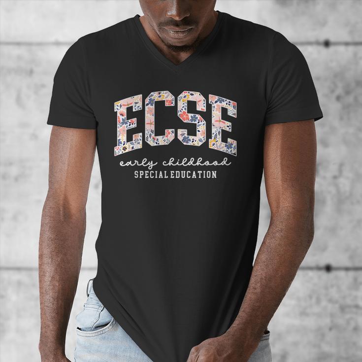 Floral ECSE Early Childhood Special Education SPED Teacher Men's V-Neck T-Shirt, funny design Floral ECSE Early Childhood Special Education SPED Teacher Men's V-Neck T-Shirt, funny design