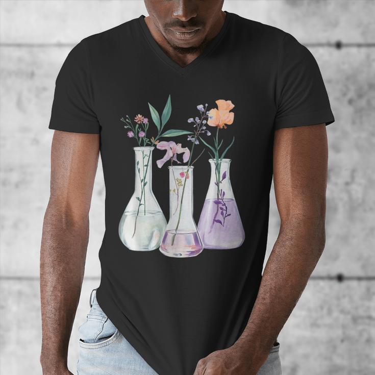 Flowers Test Tube Chemistry Student Science Teacher Women Men's V-Neck T-Shirt, Science Teacher Gifts, funny design