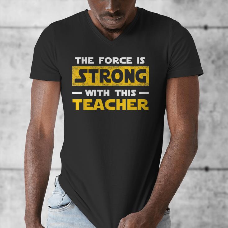 The Force Strong With This Teacher Men Women Kids Men's V-Neck T-Shirt, funny design The Force Strong With This Teacher Men Women Kids Men's V-Neck T-Shirt, funny design