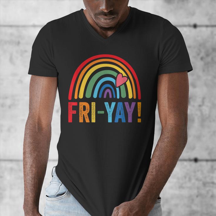 Fri-Yay Friyay Rainbow Colors Teacher Childrens Fun Designs Men's V-Neck T-Shirt, funny design Fri-Yay Friyay Rainbow Colors Teacher Childrens Fun Designs Men's V-Neck T-Shirt, funny design