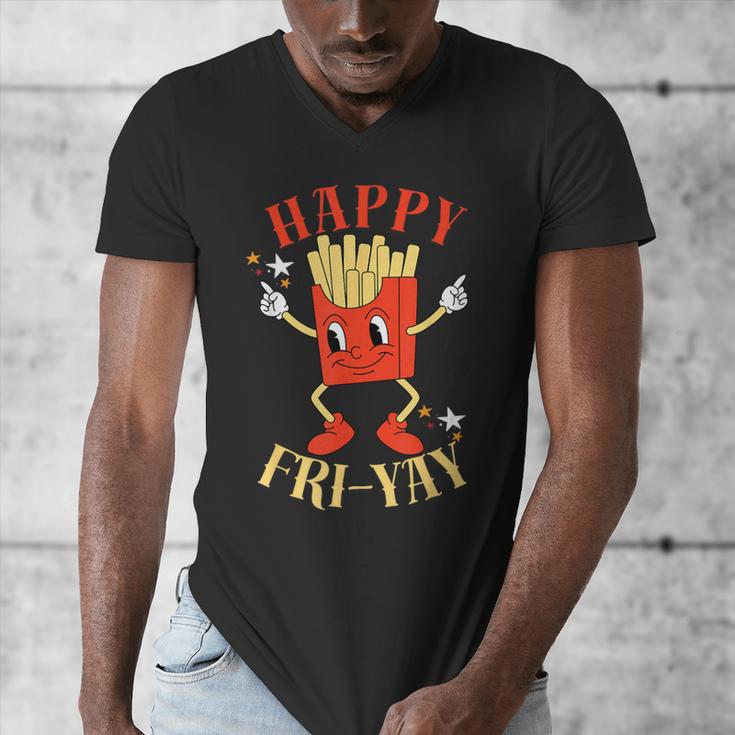 Fun Teacher Happy Fri Yay French Fries Friday Lovers Men's V-Neck T-Shirt, funny design