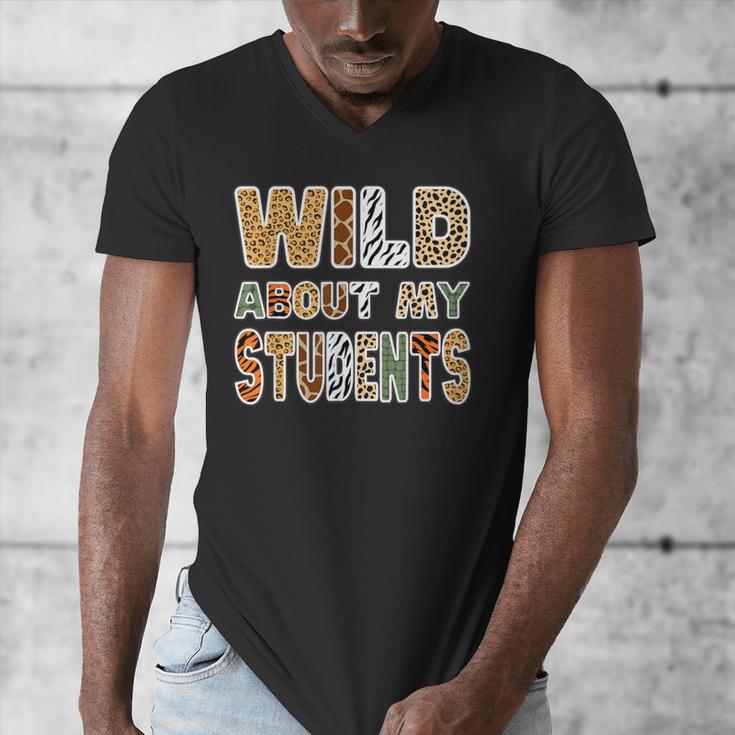 Fun Zoo Animal Print Teacher Shirts Wild About My Students Men's V-Neck T-Shirt, funny design Fun Zoo Animal Print Teacher Shirts Wild About My Students Men's V-Neck T-Shirt, funny design