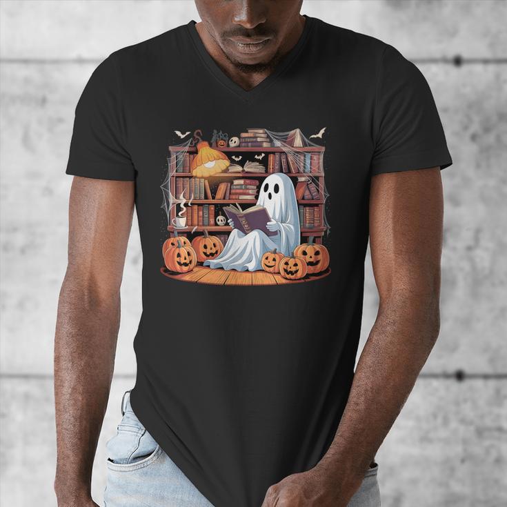 Ghost Book Reading Halloween Books Lover Teacher Men's V-Neck T-Shirt, funny design Ghost Book Reading Halloween Books Lover Teacher Men's V-Neck T-Shirt, funny design