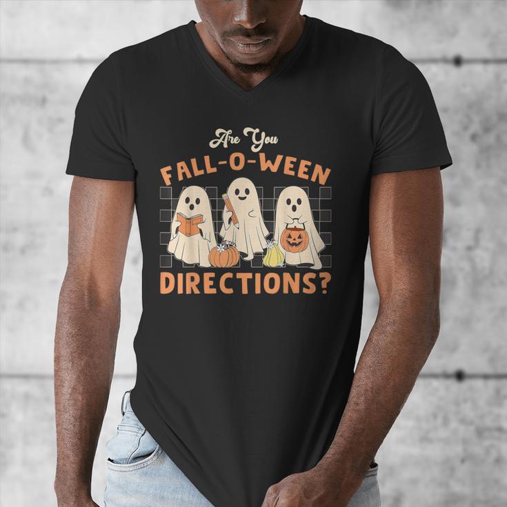 Ghost Are You Fall-O-Ween Directions Teacher Halloween Men's V-Neck T-Shirt, funny design