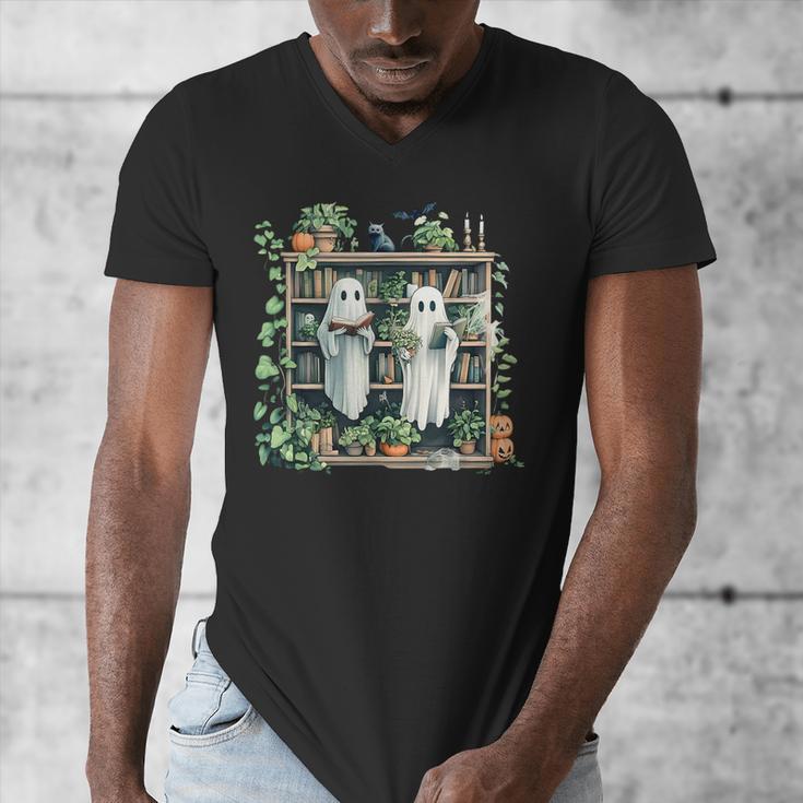 Ghost Plant Library Halloween Reading Books Teacher Vintage Men's V-Neck T-Shirt, funny design Ghost Plant Library Halloween Reading Books Teacher Vintage Men's V-Neck T-Shirt, funny design