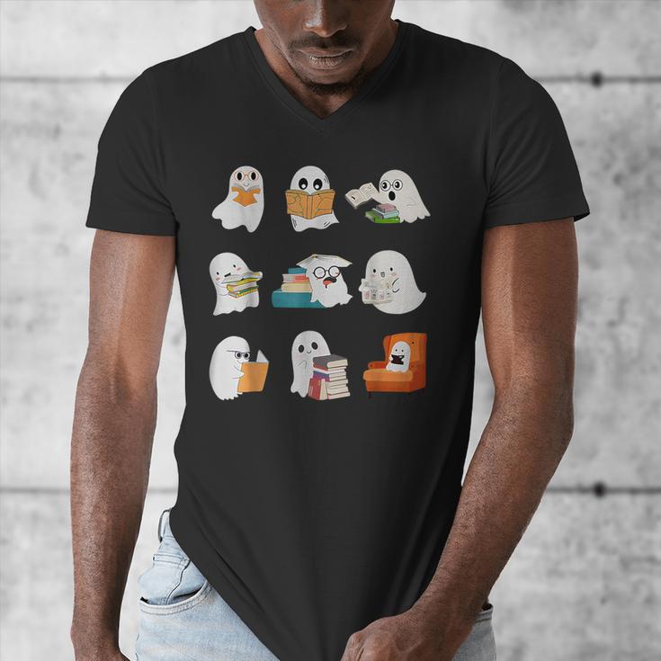 Ghost Reading Teacher Halloween Librarian Book Lover School Men's V-Neck T-Shirt, funny design Ghost Reading Teacher Halloween Librarian Book Lover School Men's V-Neck T-Shirt, funny design