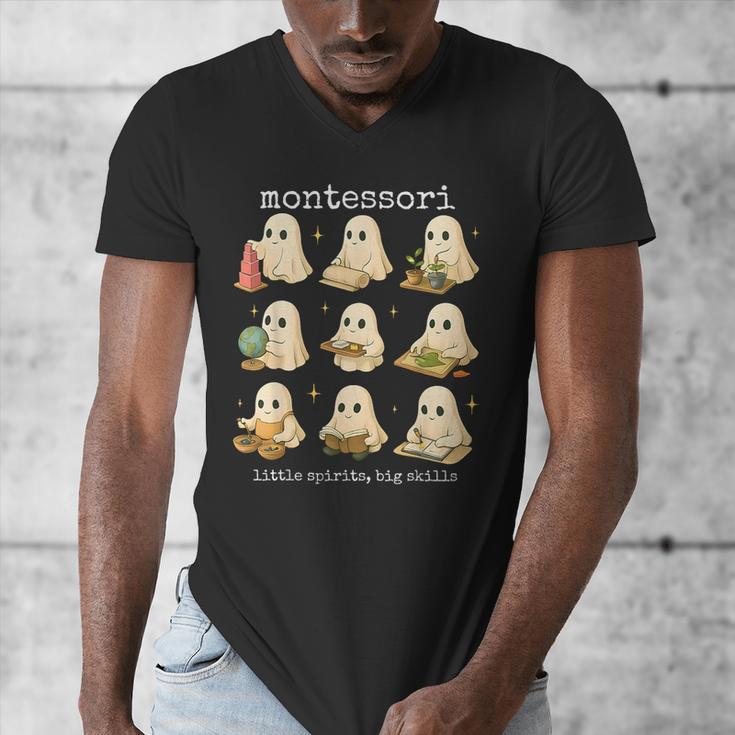 Ghosts Halloween Montessori Teacher Educator Costume Men's V-Neck T-Shirt, funny design Ghosts Halloween Montessori Teacher Educator Costume Men's V-Neck T-Shirt, funny design