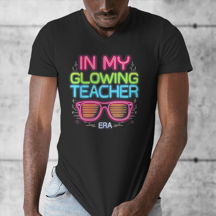 In My Glowing Teacher Era Groovy Colorful Bright Men's V-Neck T-Shirt, Groovy Teacher Gifts, funny design