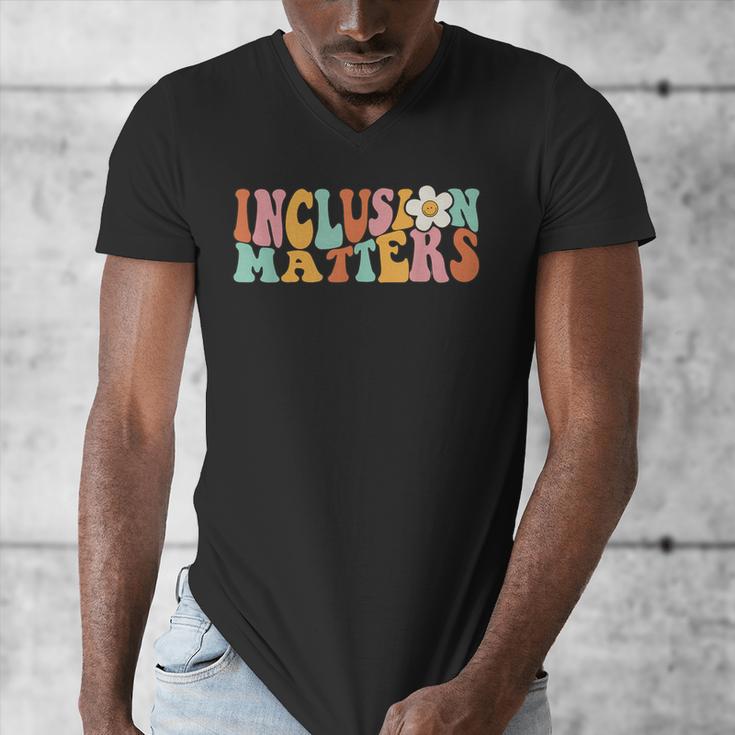 Gnoovy Vintage Inclusion Matters Special Education Teacher Men's V-Neck T-Shirt, funny design