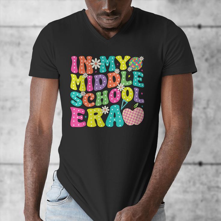 Groovy In My Middle School Era Back To School Teacher Men's V-Neck T-Shirt, Groovy Teacher Gifts, funny design