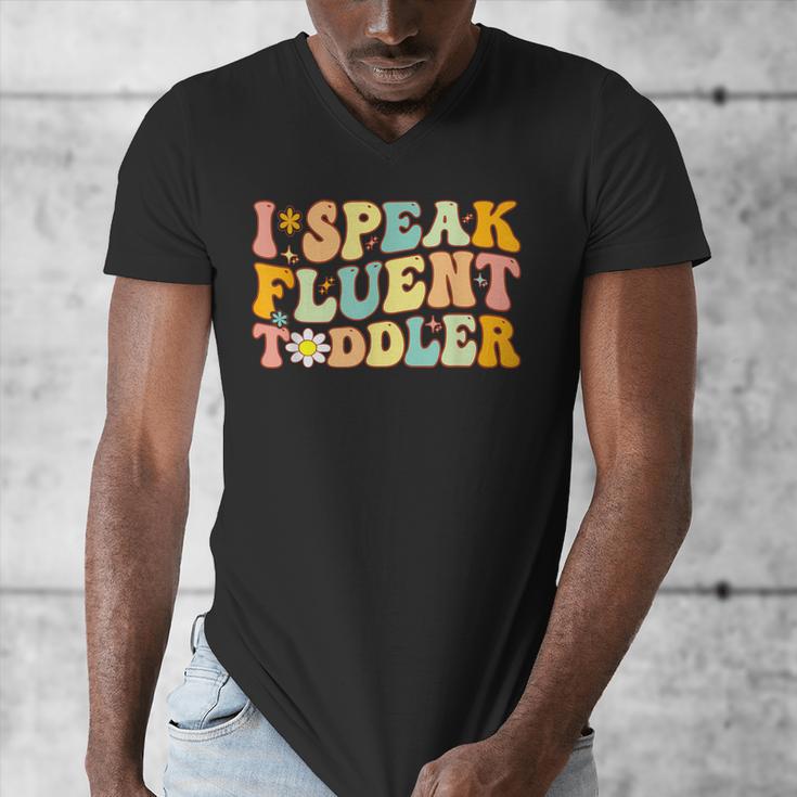 Groovy I Speak Fluent Toddler Daycare Provider Teacher Men's V-Neck T-Shirt, Groovy Teacher Gifts, funny design