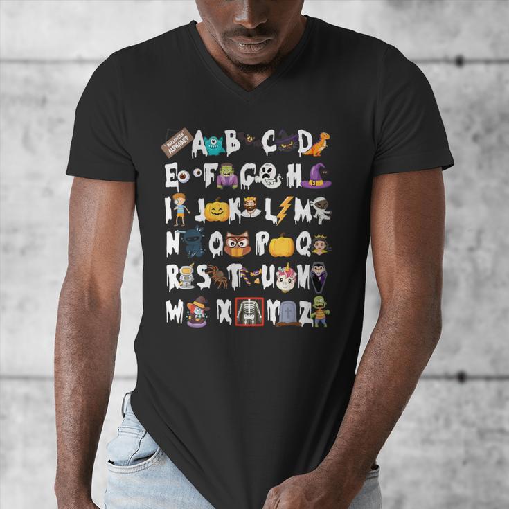 Halloween Alphabet ABCs Learning Kindergarten Teacher Men Women Kids Men's V-Neck T-Shirt, funny design Halloween Alphabet ABCs Learning Kindergarten Teacher Men Women Kids Men's V-Neck T-Shirt, funny design