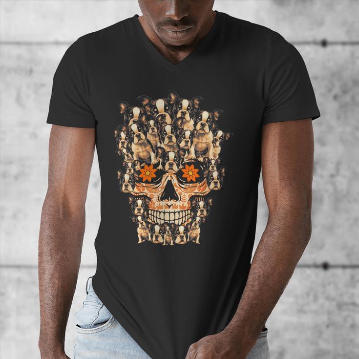 Halloween Costume Skull Boston Terrier Dog Lover For Men Women Kids Men's V-Neck T-Shirt, Boston Terrier Halloween Gifts, funny design