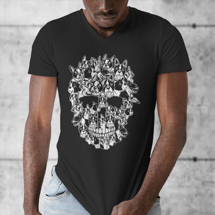 Halloween Costume Skull Boston Terrier Dog Lover Men's V-Neck T-Shirt, Boston Terrier Halloween Gifts, funny design