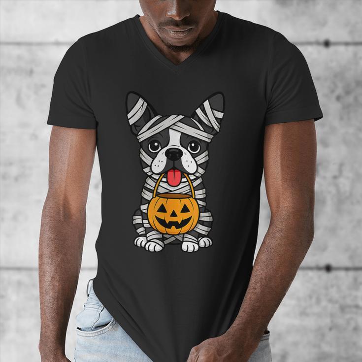 Halloween Dog Boston Terrier Mummy Costume Men Women Kids Men's V-Neck T-Shirt, Boston Terrier Halloween Gifts, funny design