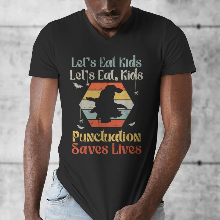 Halloween Lets Eat Kids English Teacher Costume Women Men's V-Neck T-Shirt, English Teacher Gifts, funny design