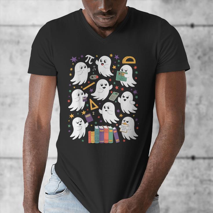 Halloween Math Teacher Ghost Math Teacher Spooky Halloween Men's V-Neck T-Shirt, funny design