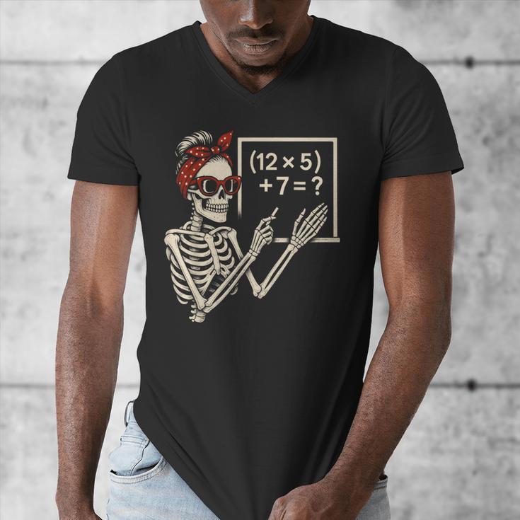 Halloween Math Teacher Skeleton Six Seven Meme Brainrot Men's V-Neck T-Shirt, funny design Halloween Math Teacher Skeleton Six Seven Meme Brainrot Men's V-Neck T-Shirt, funny design