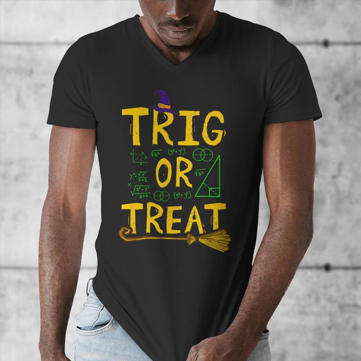 Halloween Math Teacher Trig Or Treat Student School College Men's V-Neck T-Shirt, funny design