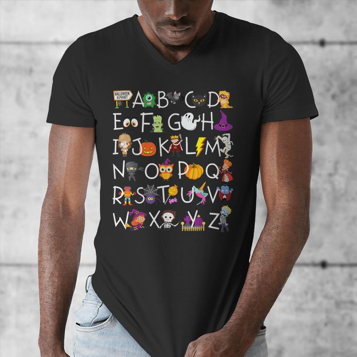 Halloween Nursery Teacher Shirt Halloween Alphabet Men's V-Neck T-Shirt, funny design