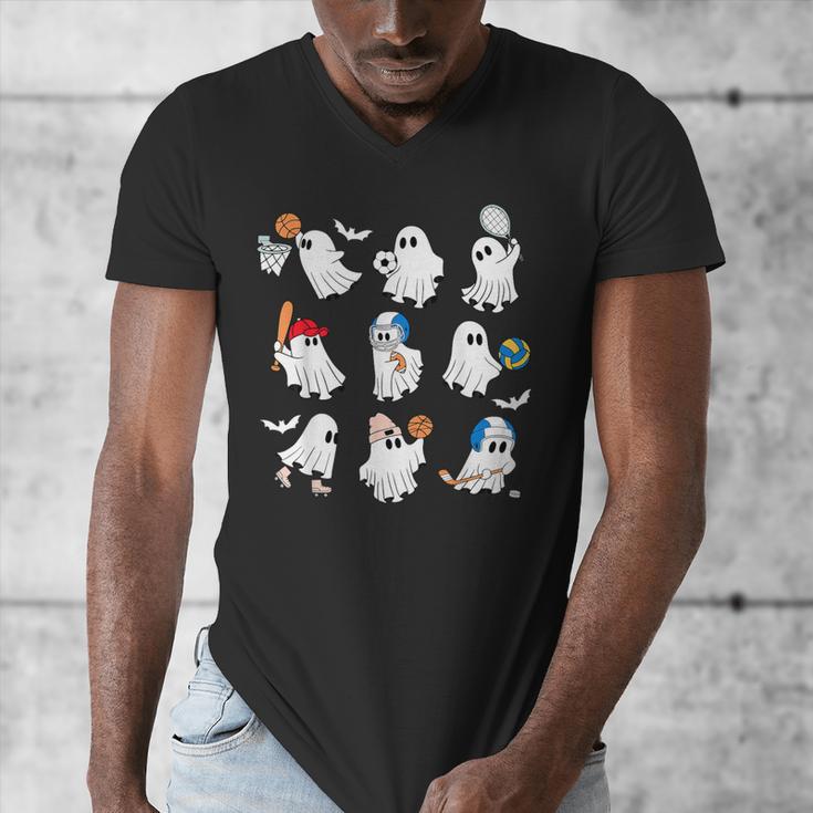 Halloween PE Teacher Ghost Playing Soccer Football Baseball Men's V-Neck T-Shirt, Pe Teacher Gifts, funny design Halloween PE Teacher Ghost Playing Soccer Football Baseball Men's V-Neck T-Shirt, Pe Teacher Gifts, funny design