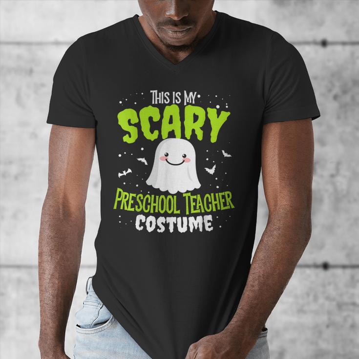Halloween This Is My Scary Preschool Teacher Custome For Men Women Kids Men's V-Neck T-Shirt, funny design