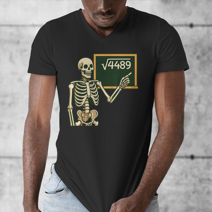 Halloween Skeleton 67 Meme Square Root 4489 Math Teacher Men's V-Neck T-Shirt, funny design