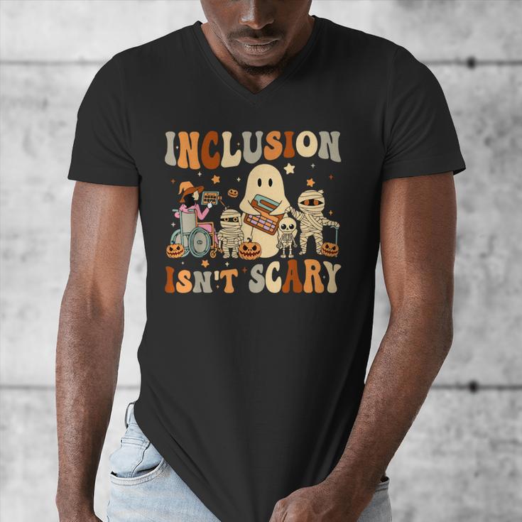 Halloween SLP Sped Teacher Groovy Inclusion Isn't Scary Men's V-Neck T-Shirt, Groovy Teacher Gifts, funny design Halloween SLP Sped Teacher Groovy Inclusion Isn't Scary Men's V-Neck T-Shirt, Groovy Teacher Gifts, funny design