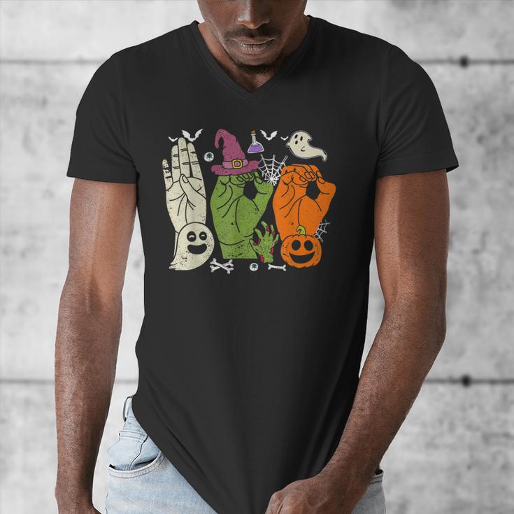 Halloween SPED Teacher Boo In ASL Boo Hands Sign Language Men's V-Neck T-Shirt, funny design Halloween SPED Teacher Boo In ASL Boo Hands Sign Language Men's V-Neck T-Shirt, funny design