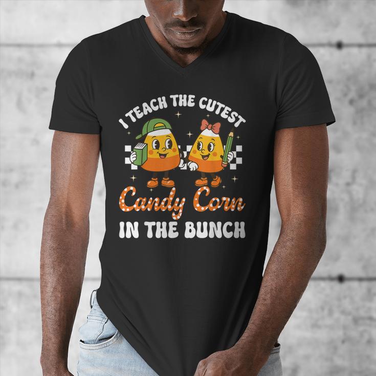 Halloween Teacher Cutest Candy Corn Groovy Spooky Teachers Men's V-Neck T-Shirt, Groovy Teacher Gifts, funny design Halloween Teacher Cutest Candy Corn Groovy Spooky Teachers Men's V-Neck T-Shirt, Groovy Teacher Gifts, funny design