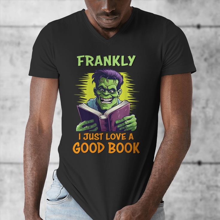 Halloween Teacher Librarian Frankenstein Reading Books Men's V-Neck T-Shirt, funny design Halloween Teacher Librarian Frankenstein Reading Books Men's V-Neck T-Shirt, funny design