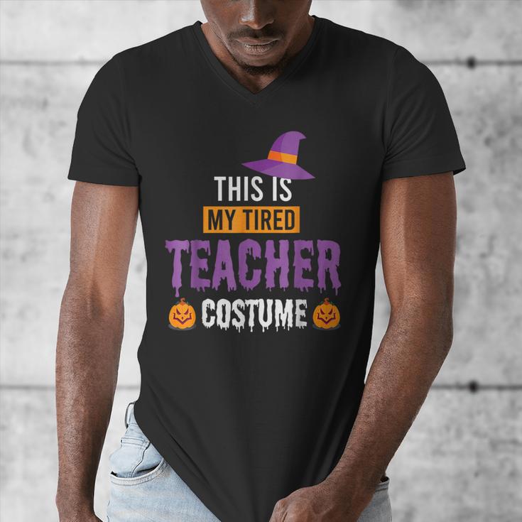 Halloween Teachers This Is My Tired Teacher Costume Men's V-Neck T-Shirt, funny design Halloween Teachers This Is My Tired Teacher Costume Men's V-Neck T-Shirt, funny design