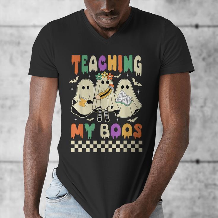 Halloween Teaching My Boos Cute Ghost Teacher Life Costume Men's V-Neck T-Shirt, funny design Halloween Teaching My Boos Cute Ghost Teacher Life Costume Men's V-Neck T-Shirt, funny design