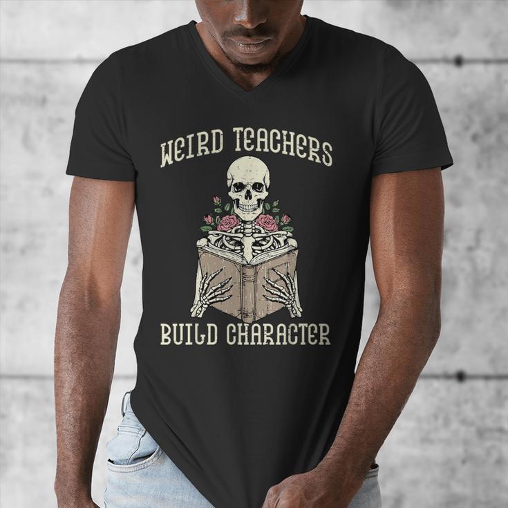 Halloween Weird Teachers Build Character Costume Men Women Men's V-Neck T-Shirt, funny design