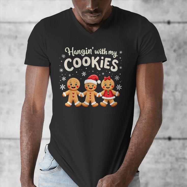 Hangin With My Cookies Gingerbread Christmas Teacher Men's V-Neck T-Shirt, funny design Hangin With My Cookies Gingerbread Christmas Teacher Men's V-Neck T-Shirt, funny design