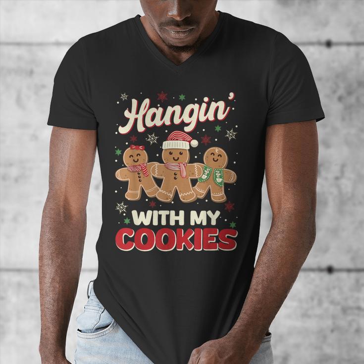 Hangin With My Cookies Gingerbread Man Xmas Teacher Men's V-Neck T-Shirt, funny design Hangin With My Cookies Gingerbread Man Xmas Teacher Men's V-Neck T-Shirt, funny design