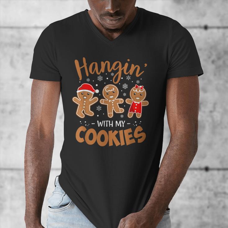 Hangin With My Cookies Gingerbread Women Christmas Teacher Men's V-Neck T-Shirt, funny design