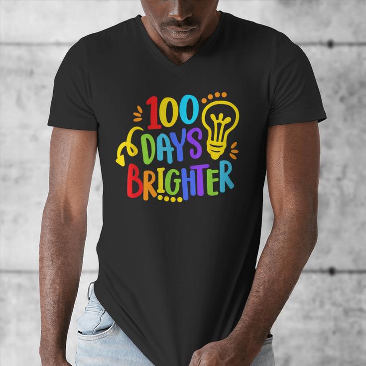 Happy 100th Day Of School 100 Days Brighter Girls Teacher Men's V-Neck T-Shirt, funny design Happy 100th Day Of School 100 Days Brighter Girls Teacher Men's V-Neck T-Shirt, funny design
