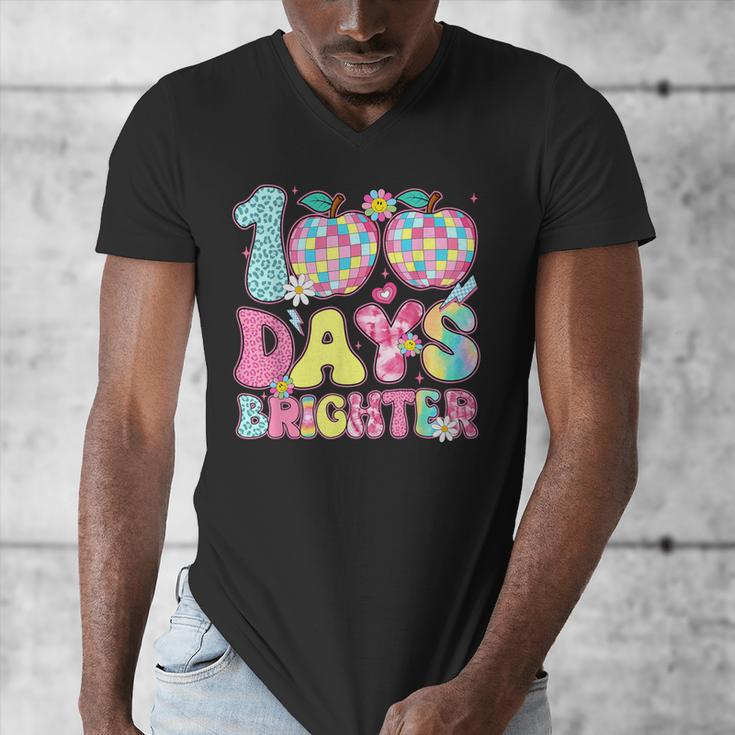 Happy 100th Day Of School 100 Days Brighter Teachers Kids Men's V-Neck T-Shirt, funny design Happy 100th Day Of School 100 Days Brighter Teachers Kids Men's V-Neck T-Shirt, funny design