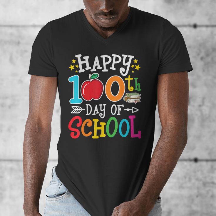 Happy 100th Day Of School Teachers 100 Days Of School Kids Men's V-Neck T-Shirt, funny design