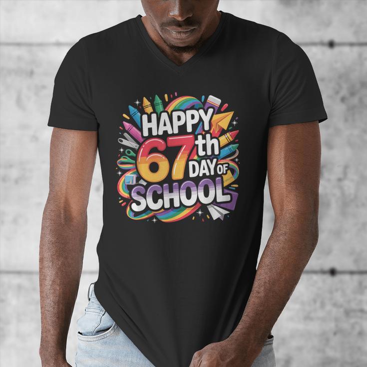 Happy 67 Days Of School Meme 100 Day Of School Teacher 6 7 Men's V-Neck T-Shirt, funny design Happy 67 Days Of School Meme 100 Day Of School Teacher 6 7 Men's V-Neck T-Shirt, funny design