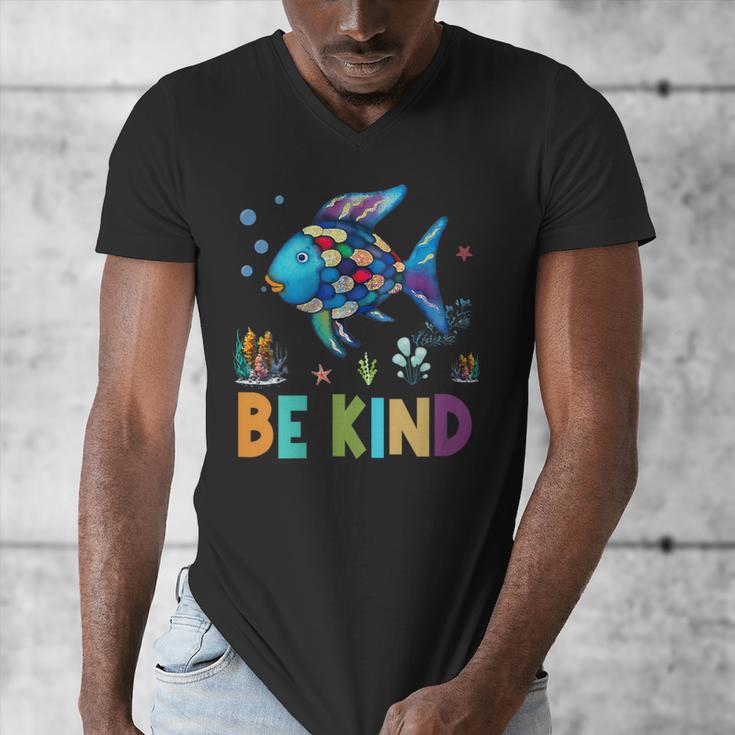 Happy First Day Of School Fish Rainbows Teacher Be Kind Men's V-Neck T-Shirt, funny design
