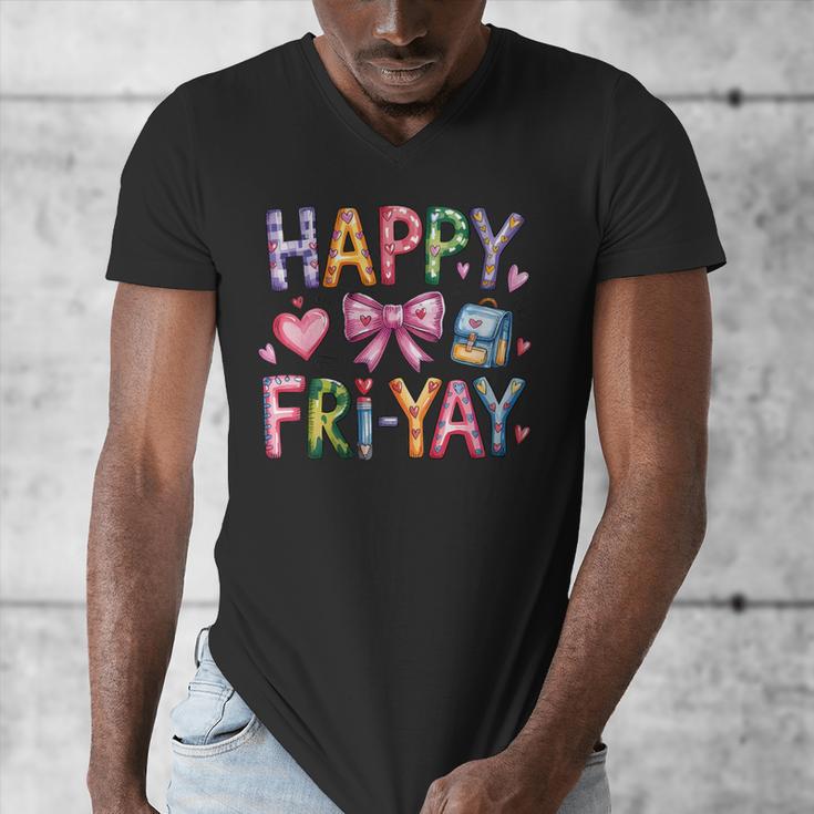Happy Fri-Yay Teacher Fry Yay Friday Weekend Cute Fri-Yay Men's V-Neck T-Shirt, funny design Happy Fri-Yay Teacher Fry Yay Friday Weekend Cute Fri-Yay Men's V-Neck T-Shirt, funny design