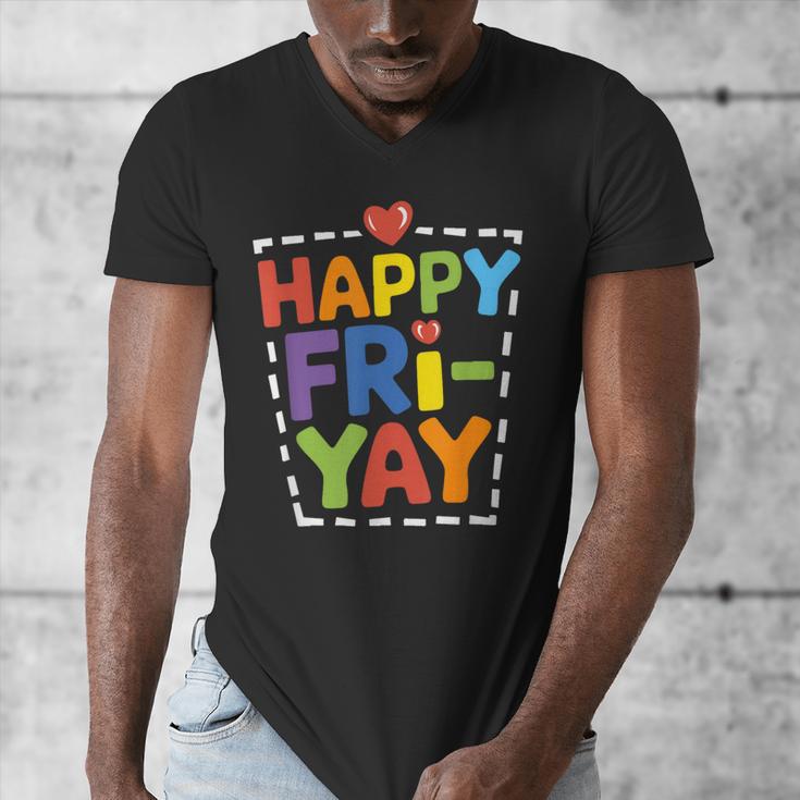 Happy Fri-Yay Teacher Life Weekend Pun Happy Friday Men's V-Neck T-Shirt, funny design Happy Fri-Yay Teacher Life Weekend Pun Happy Friday Men's V-Neck T-Shirt, funny design