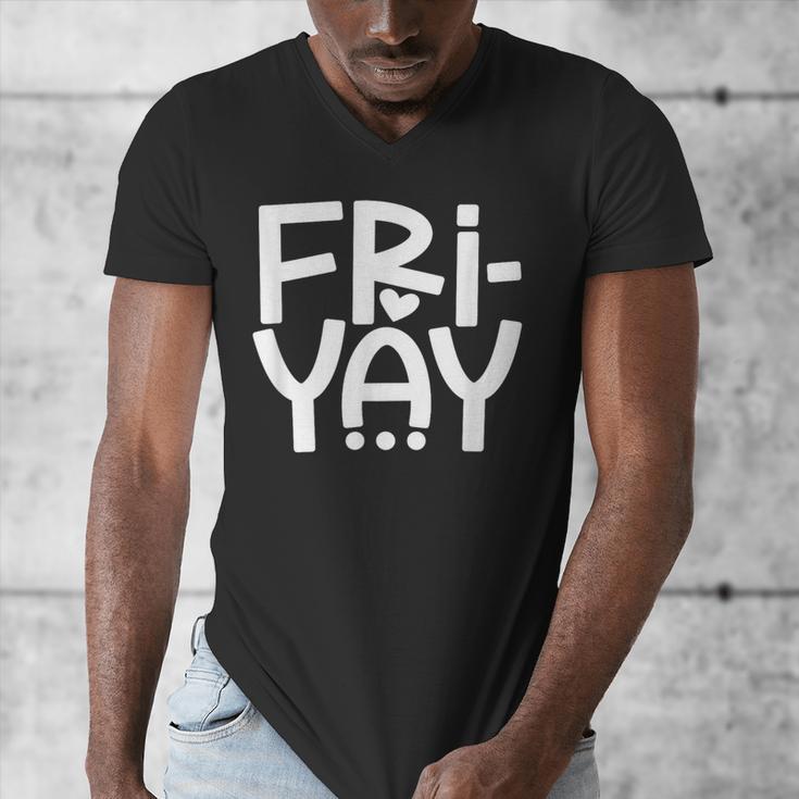 Happy Friyay Teacher Shirt Cute Teacher Fashion Fri-Yay Men's V-Neck T-Shirt, funny design